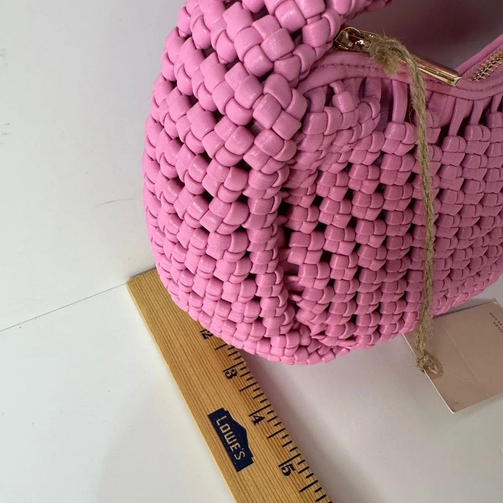 Sincerely Jules Bright Pink Woven Small Handbag Shoulder Bag Feminine Summer NEW